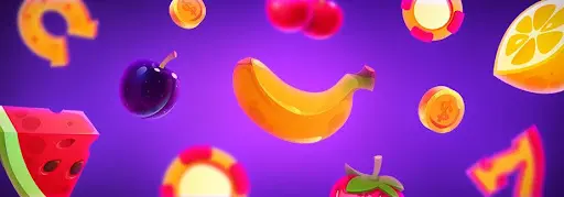 Fruitautomaat symbolen: watermeloen, kersen, banaan en bonusmunten